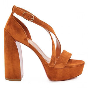 Christian Louboutin Movida Sandal 130 Foxy Brown Suede Platform Heel Pump 40